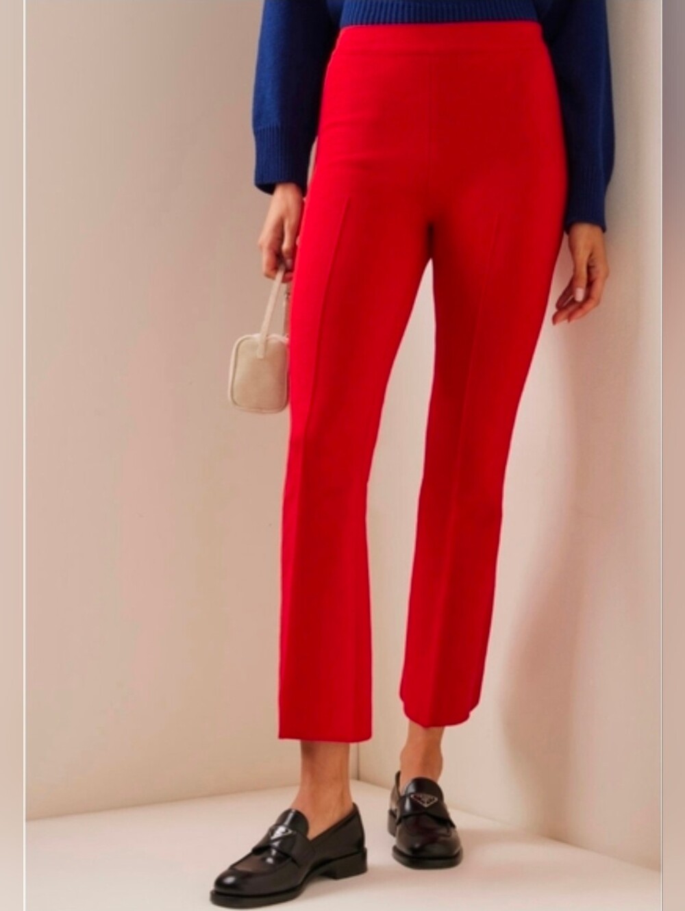 Women’s Red Cropped Stretch Pants - Picture 2 of 16